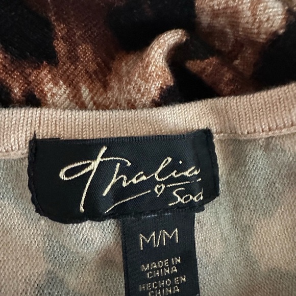 Thalia Sodi Brown Leopard Print Cold Shoulder Blouse - Picture 8 of 8